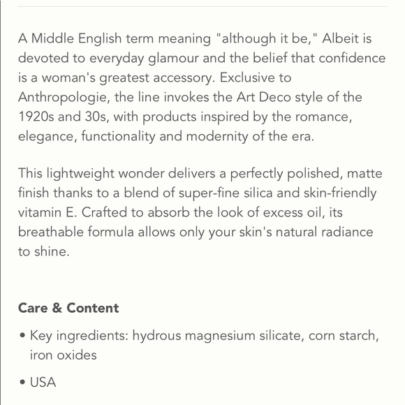 NIB🍑ALBEIT/ANTHRO-Translucent setting powder-full - Picture 5 of 5